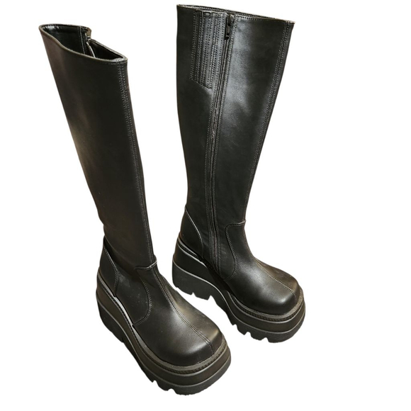Demonia Shaker Black Platform Boots Womens Size 7 - Picture 3 of 12